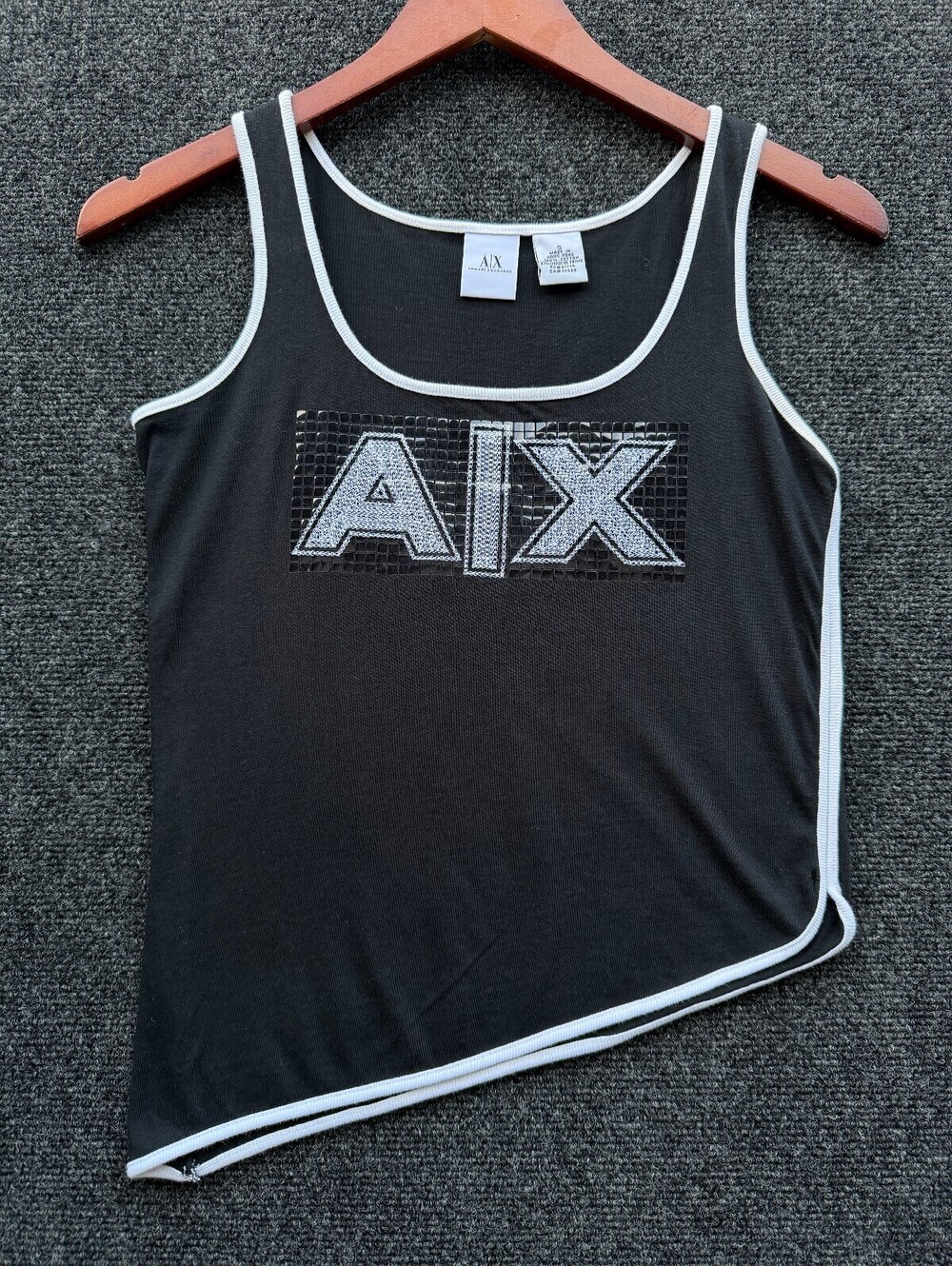 Vintage Y2k Armani Exchange AX Tank Top Black White Graphic